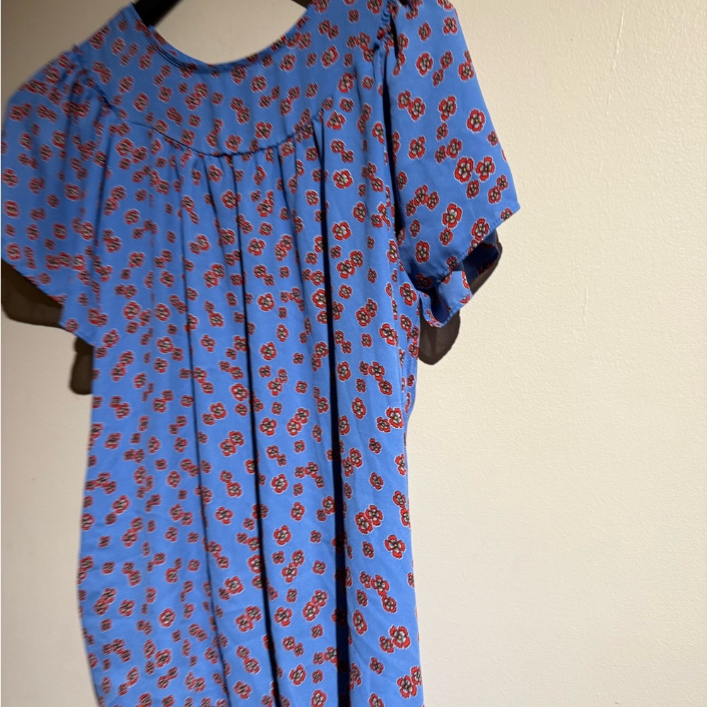 LOFT Blue Rayon Floral Blouse - Women's - Picture 4 of 9